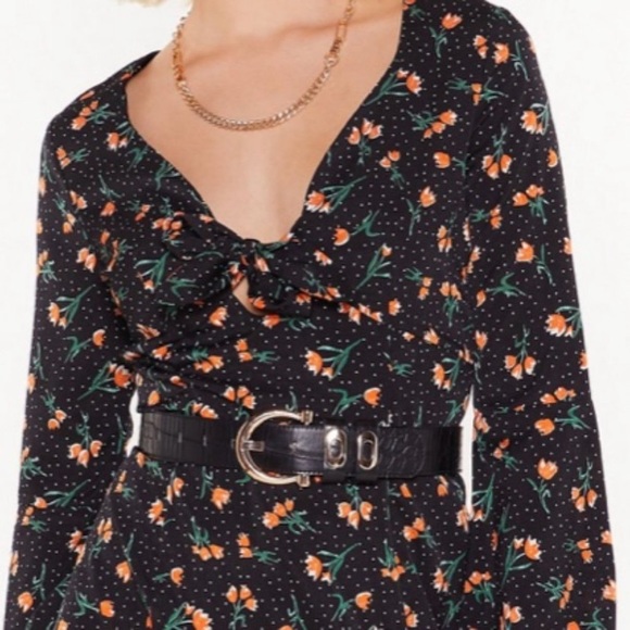 NWT Nasty Gal Midi Dress Orange Floral Sz 4 - Picture 3 of 10